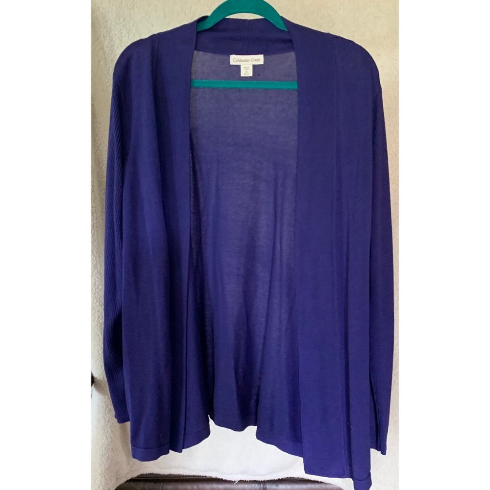 Coldwater Creek Ribbed Sleeve Purple Cardigan
